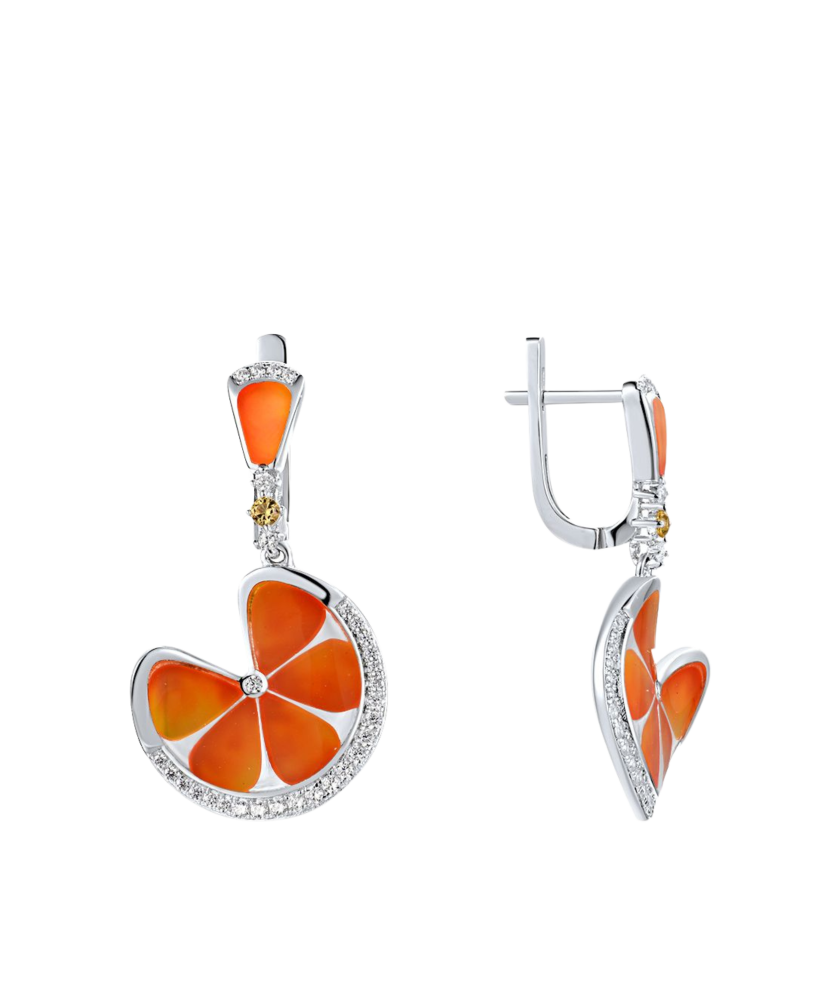 Sterling silver earrings with zircons and enamel