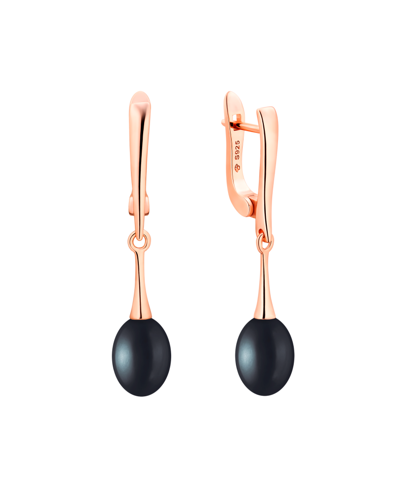 Gilded sterling silver earrings with pearls