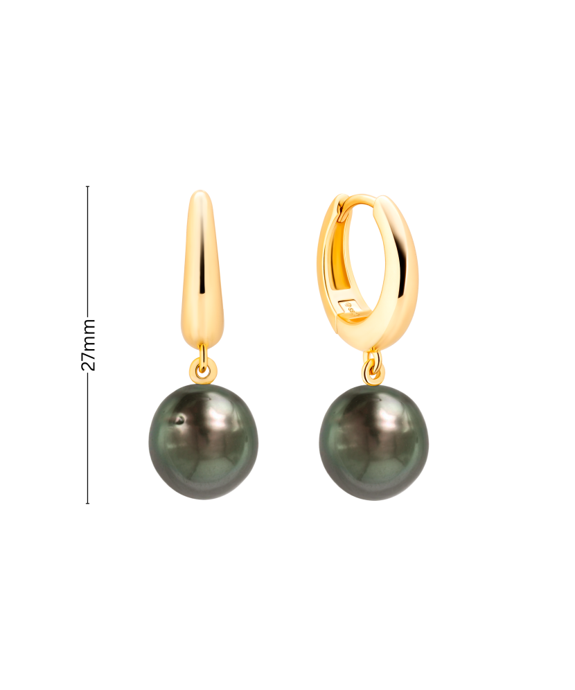 Gilded sterling  Silver Earrings with Tahitian Pearls
