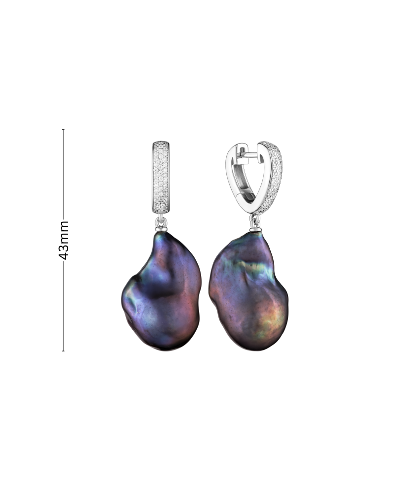 Sterling silver earrings with Kasumi pearls and zircons