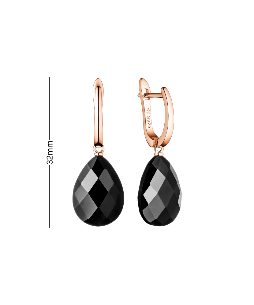 Серьги из позолоченного серебра с ониксом