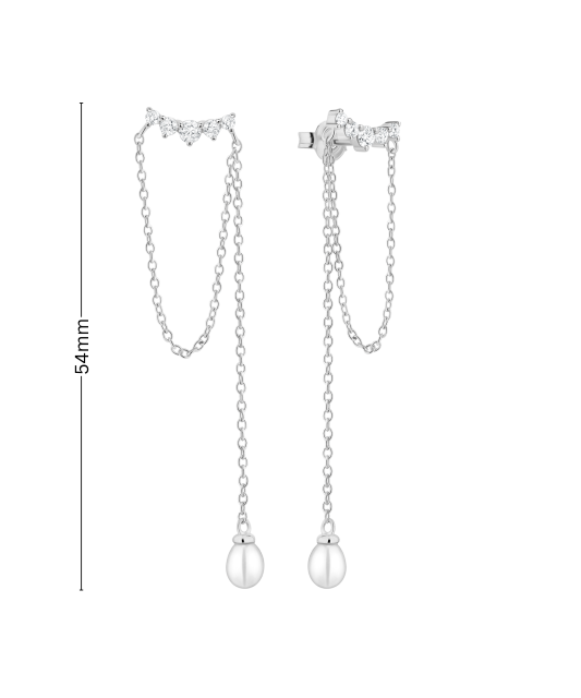 Sterling silver earrings with pearls and zircons