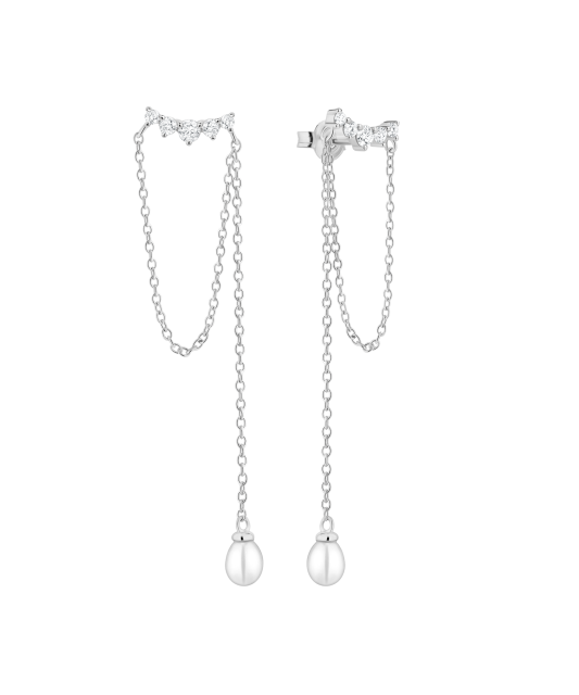 Sterling silver earrings with pearls and zircons