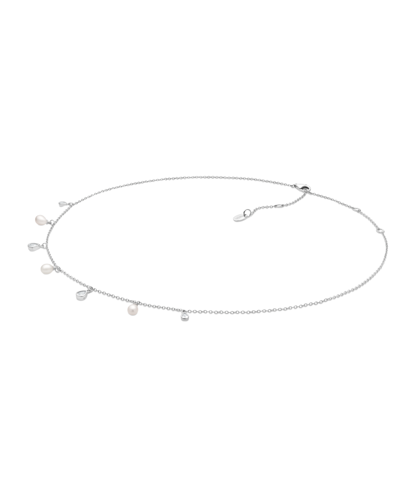 Sterling silver chain with pearl pendant and zircons