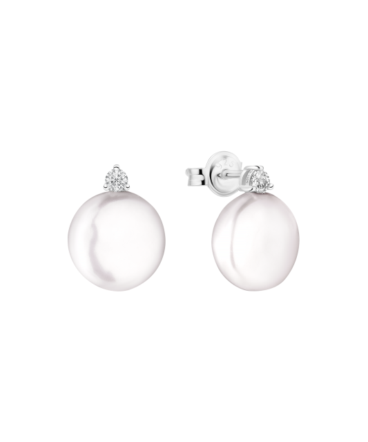 Серьги из серебра с жемчугом и цирконами