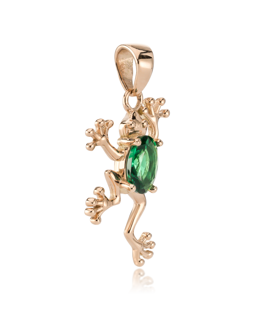 Gold pendant with zirconium "frog"