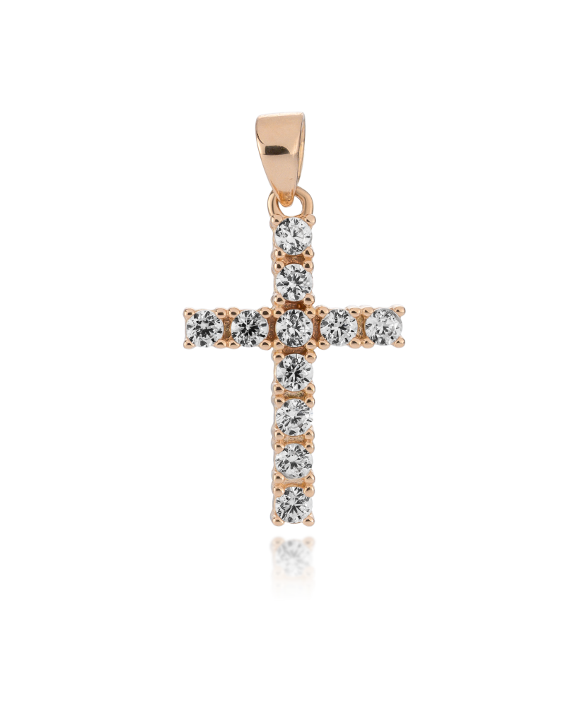 Gold pendant with zircons "cross"