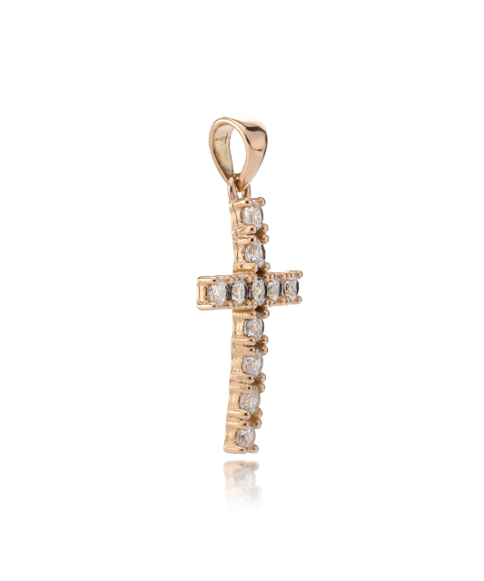 Gold pendant with zircons "cross"