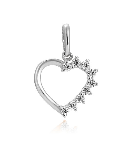 White gold pendant with zircons "heart"