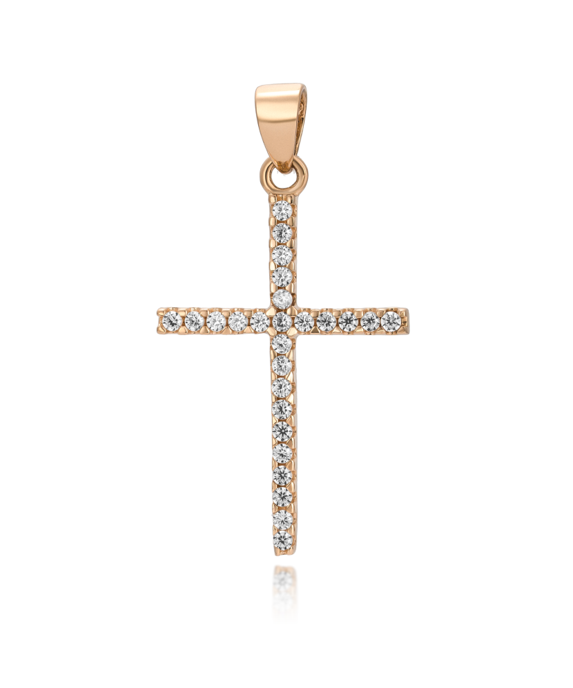 Gold pendant with zircons "cross"