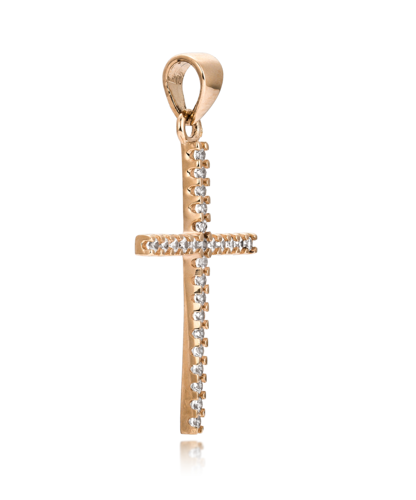 Gold pendant with zircons "cross"