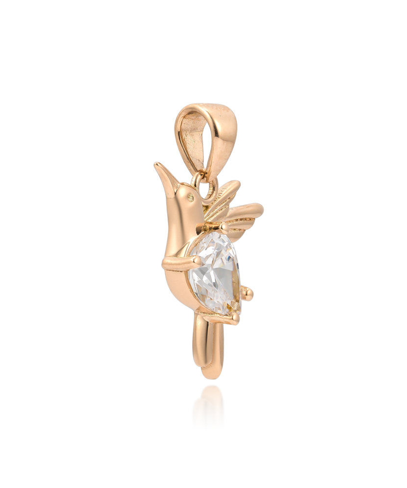 Gold pendant with zirconium "hummingbird"