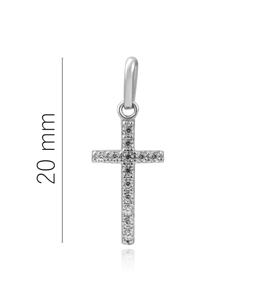 White gold pendant with zircons "cross"