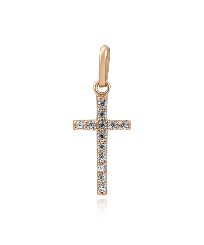 Gold pendant with zircons "cross"