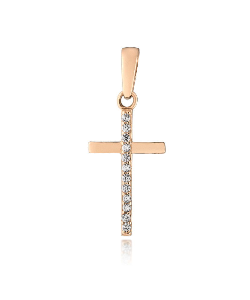 Gold pendant with zircons "cross"