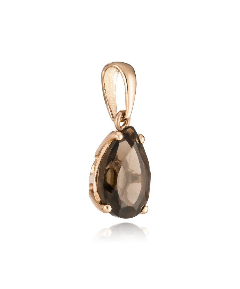 Золотой кулон/подвеска с дымчатым кварцем