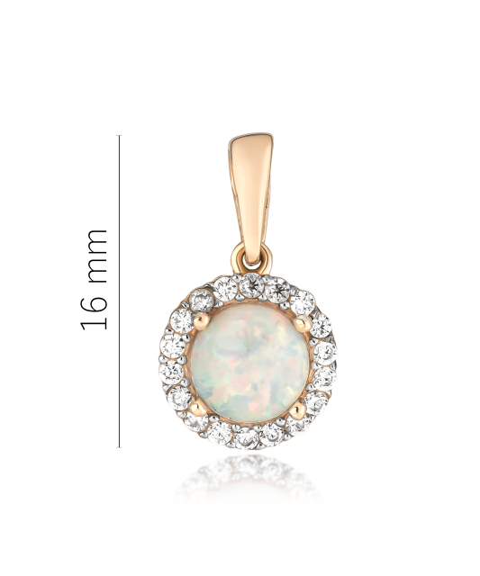 Gold pendant with opal and zircons