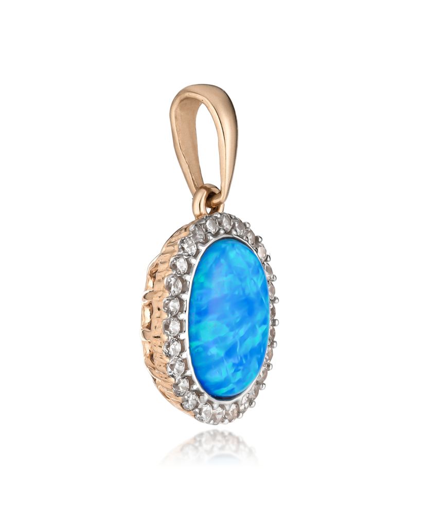 Gold pendant with opal and zircons