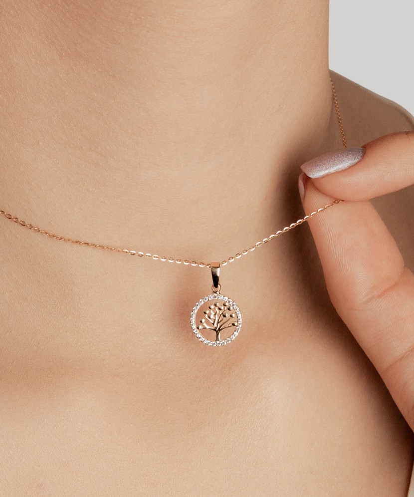 Gold pendant with zircons "Tree of life"