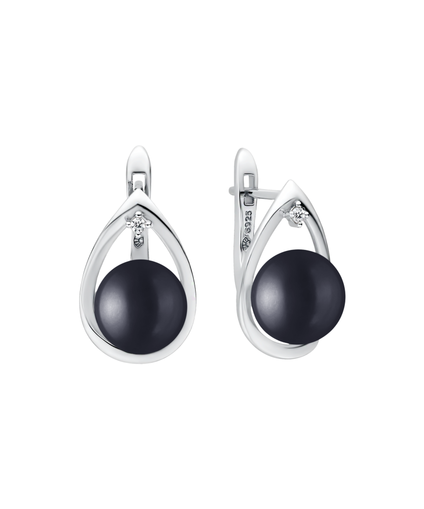 Sterling silver earrings with pearls and zircons Sterling silver earrings with pearls and zircons