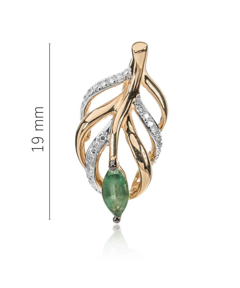 Yellow gold pendant with diamonds and emerald