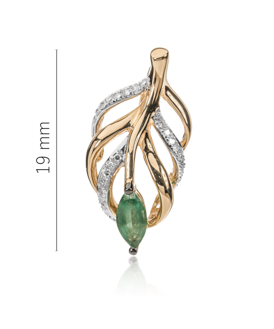 Yellow gold pendant with diamonds and emerald