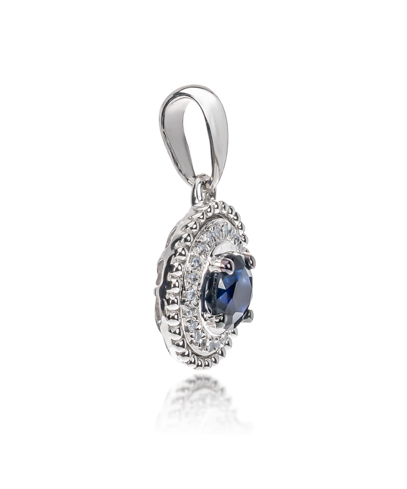 White gold pendant with diamonds and sapphires