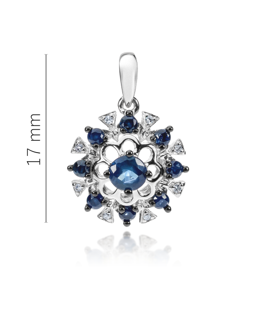 White gold pendant with diamonds and sapphires