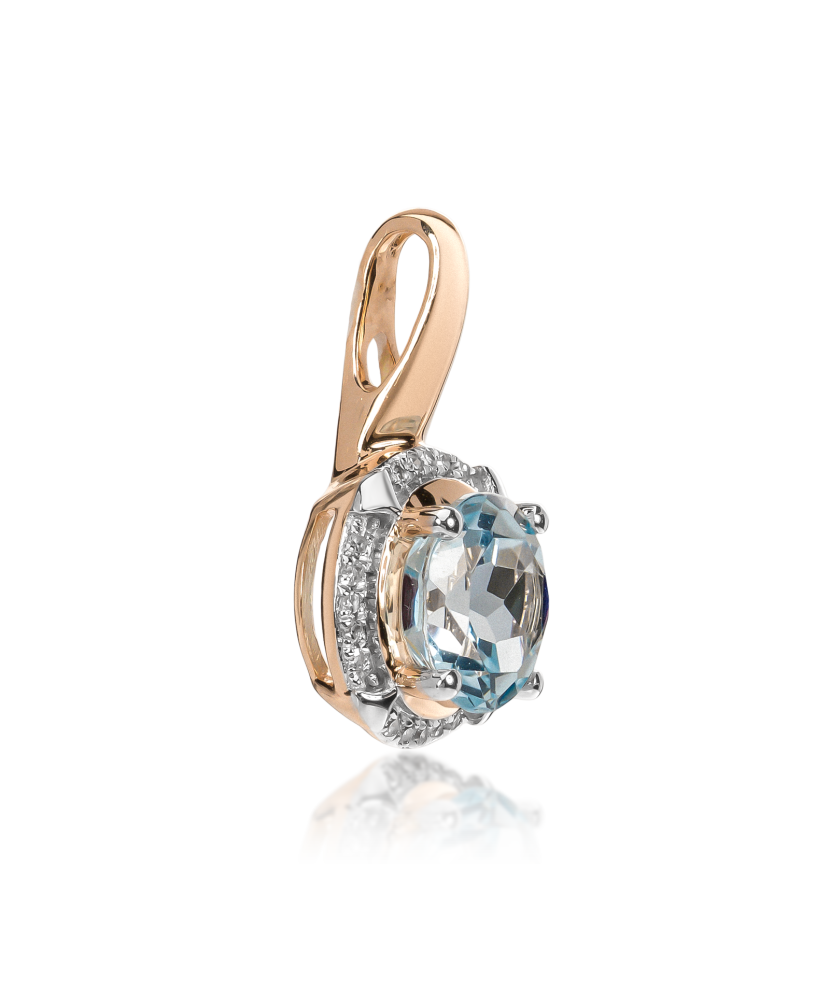 Gold pendant with topaz and diamonds