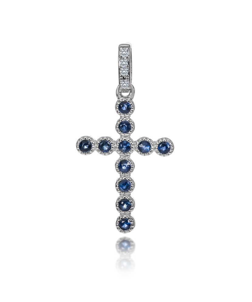 White gold pendant with sapphires