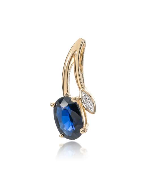 Yellow gold pendant with diamonds and sapphires