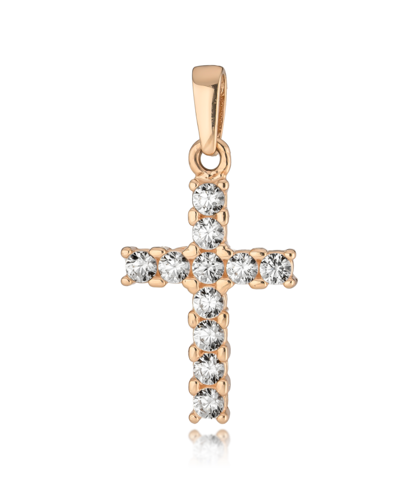 Gold pendant with zircons "cross"