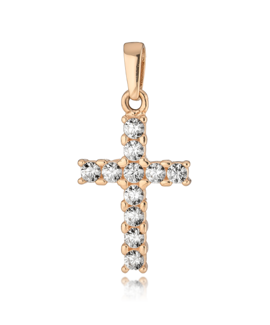 Gold pendant with zircons "cross"