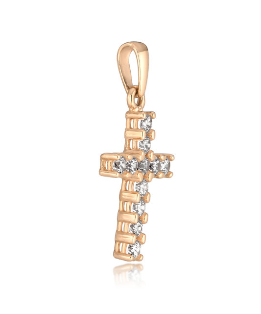 Gold pendant with zircons "cross"