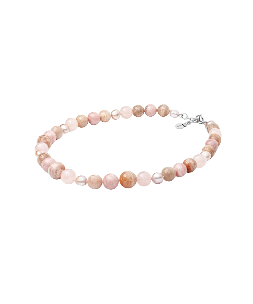 Necklace with sunstones, rose quartz and opal Necklace with sunstones, rose quartz and opal