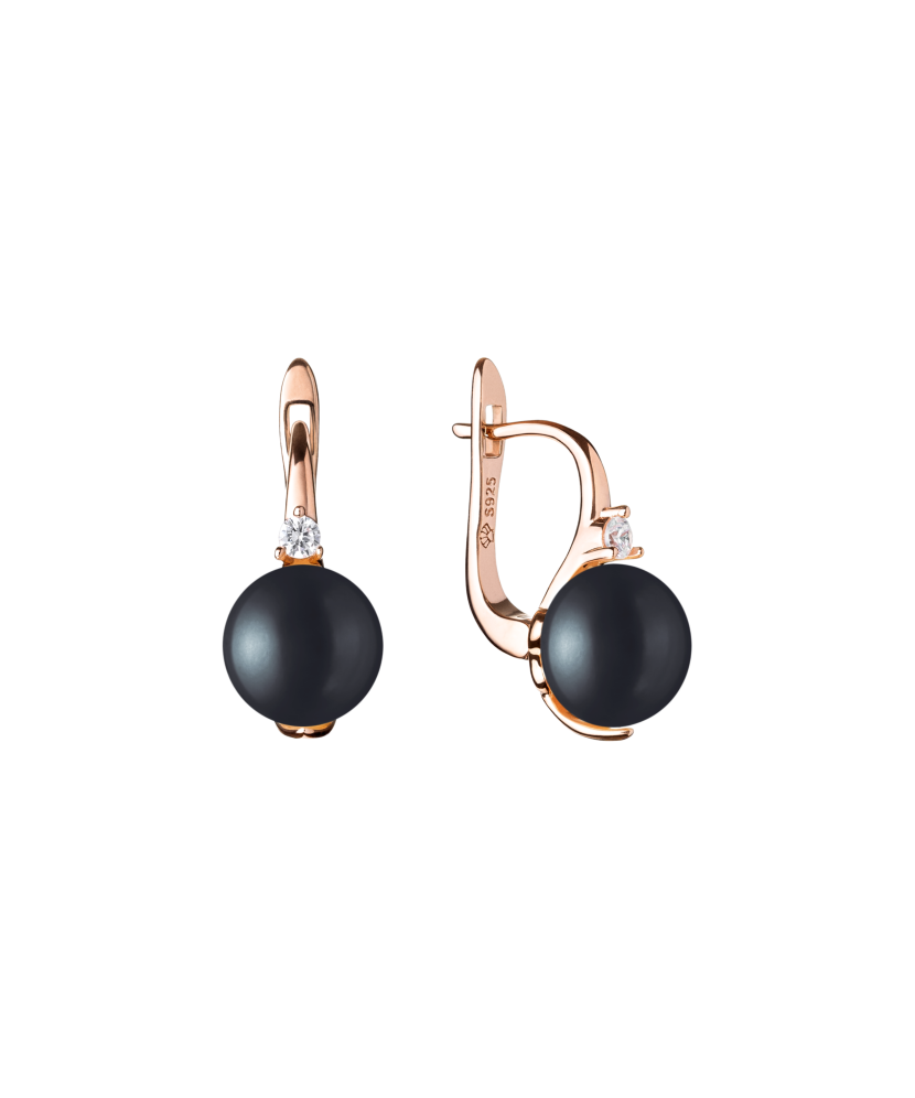 Gilded sterling silver earrings with pearls and zircons