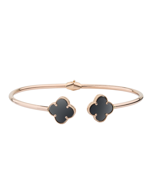 Gold hard bracelet with onixes