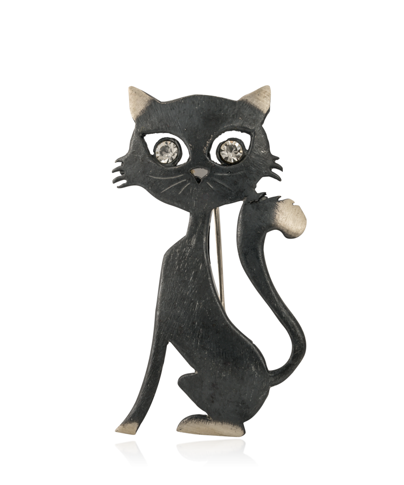 Sterling Silver brooch with crystals "Cat"