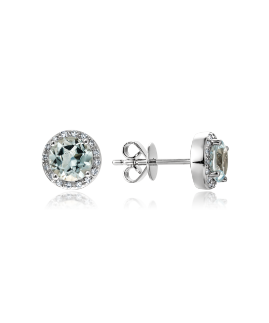 White gold earrings with topazes and diamonds