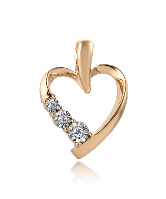 Gold pendant with diamonds "heart"