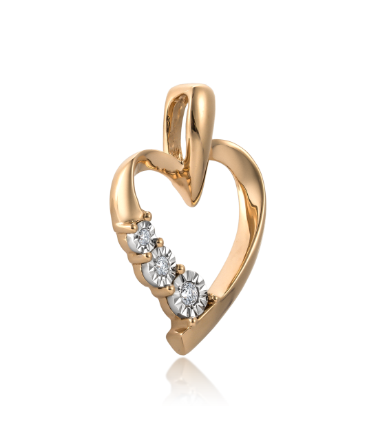 Gold pendant with diamonds "heart"