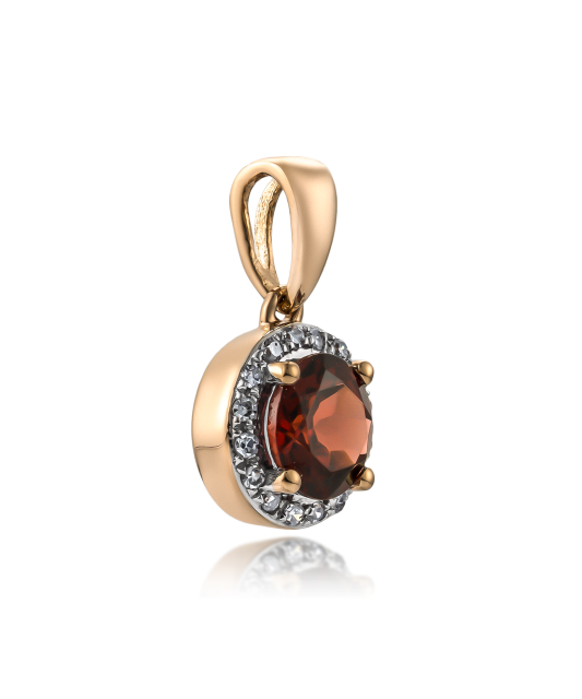 Gold pendant with garnet and diamonds "Heart"