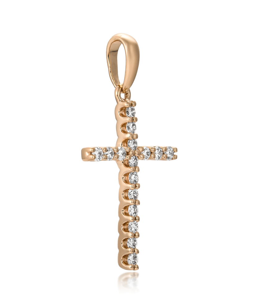 Yellow gold pendant with diamonds "Cross" Yellow gold pendant with diamonds "Cross"