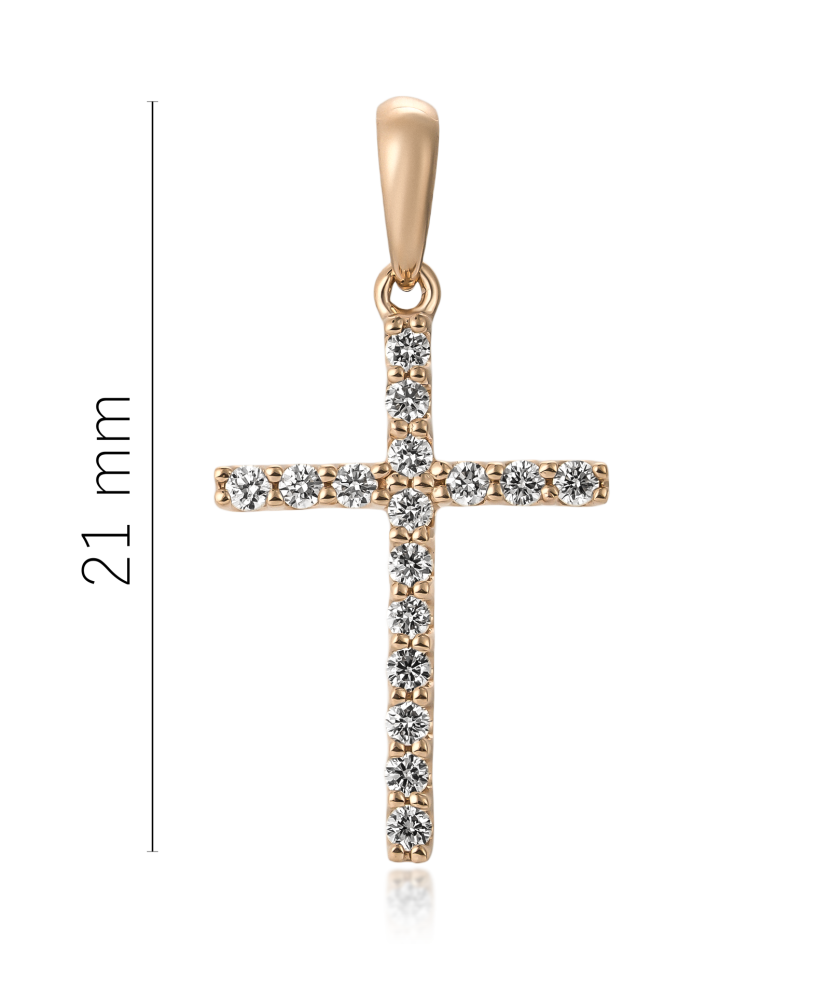 Yellow gold pendant with diamonds "Cross" Yellow gold pendant with diamonds "Cross"
