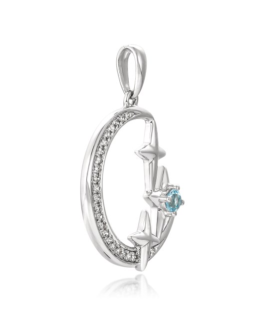 White gold pendant with diamonds and topaz