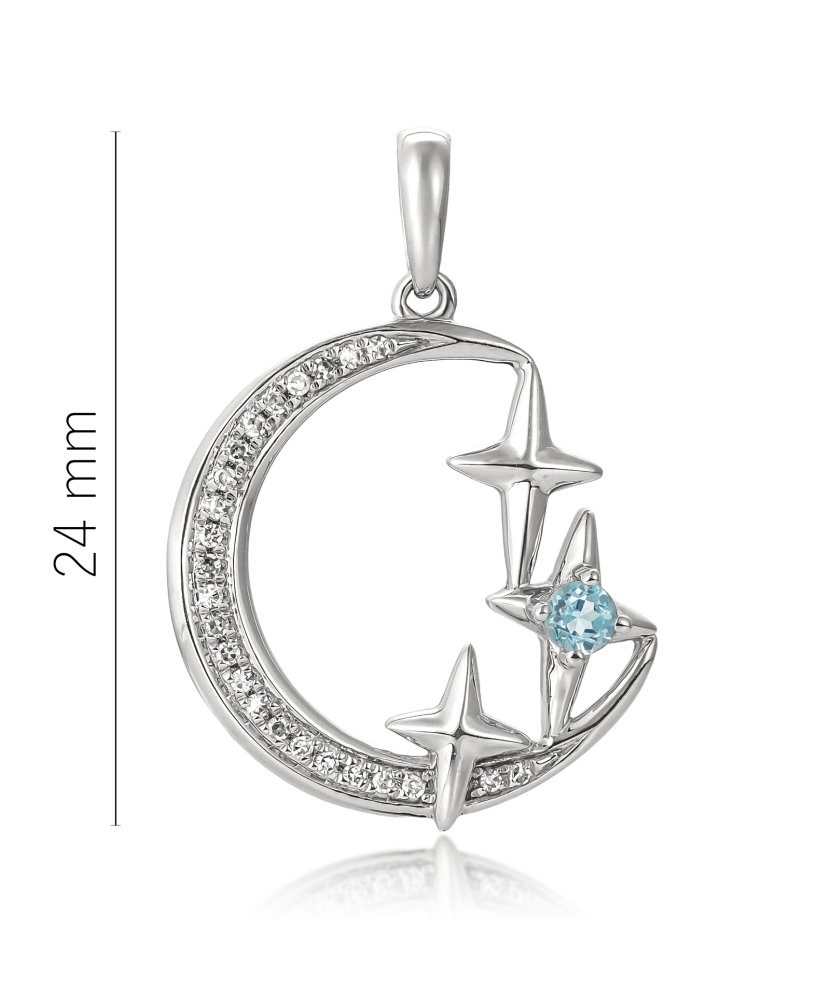 White gold pendant with diamonds and topaz