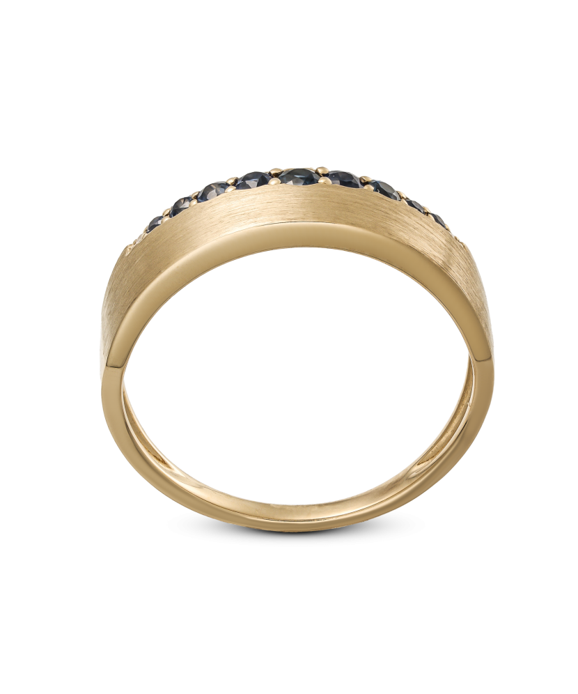 Yellow gold ring with sapphires and diamonds