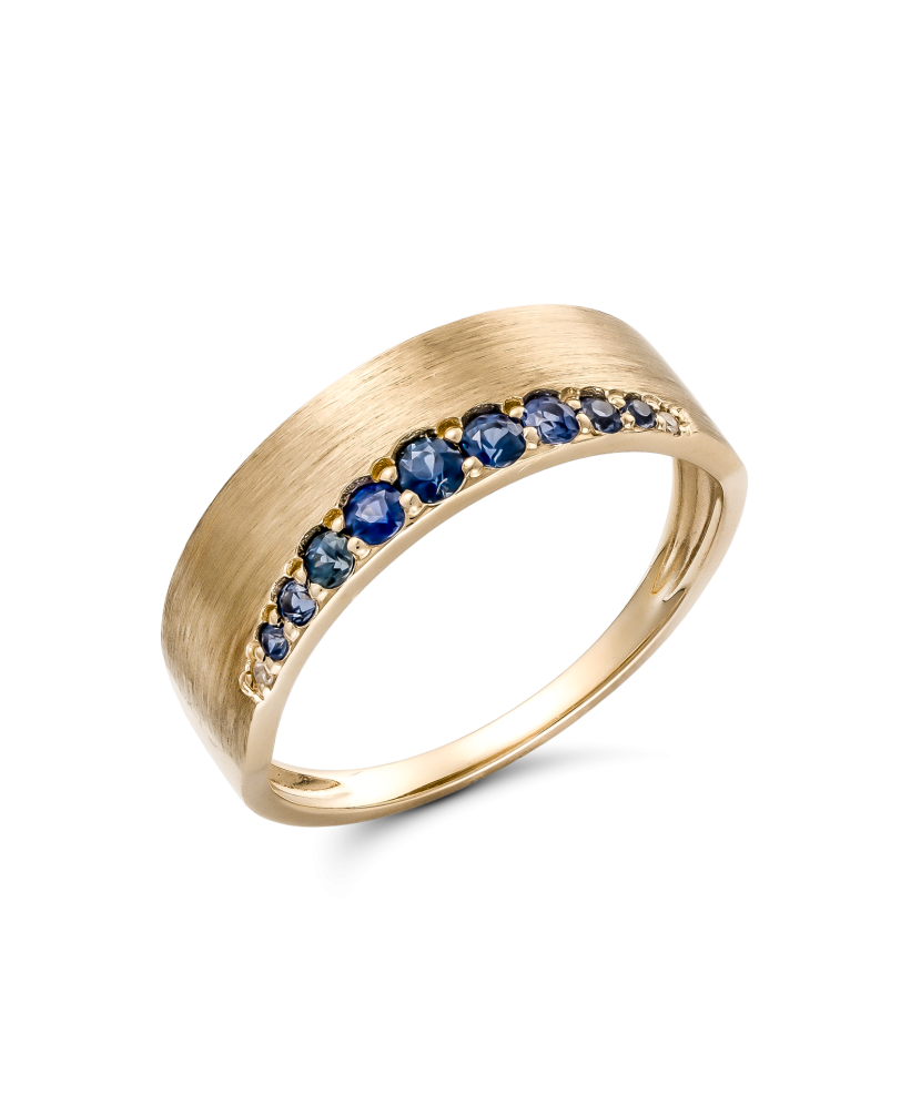 Yellow gold ring with sapphires