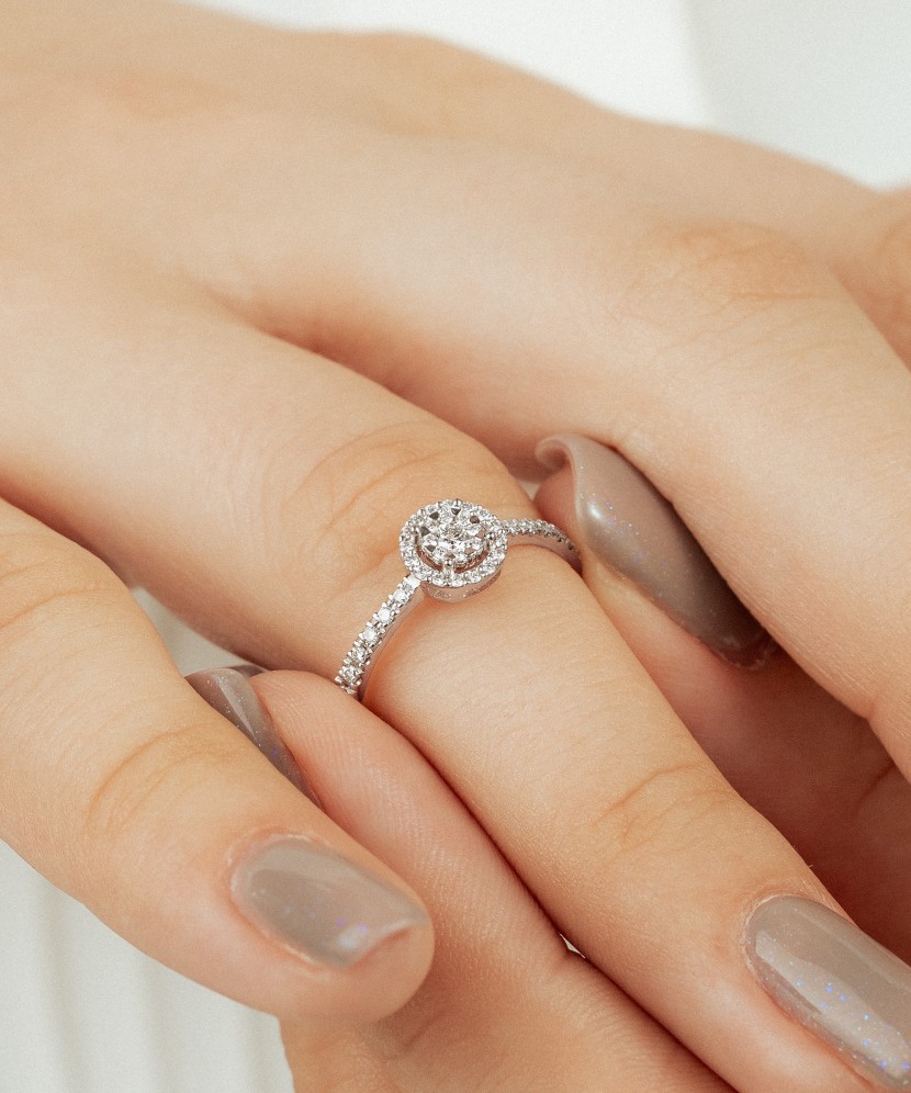 White gold ring with diamonds