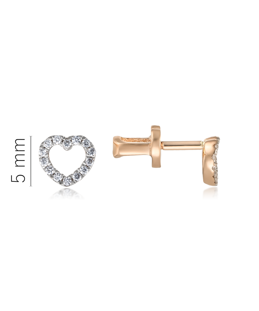 Gold earrings with diamonds "Heart"